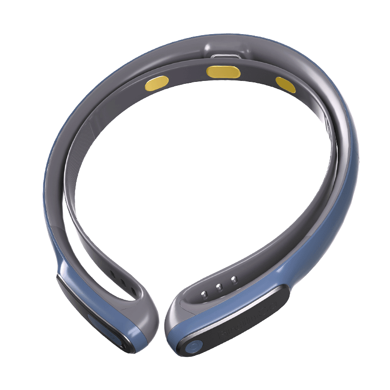 BrainCo高精度非侵入式脑机接口头环产品特写,展示了其现代化设计与内部的脑电采集电极。